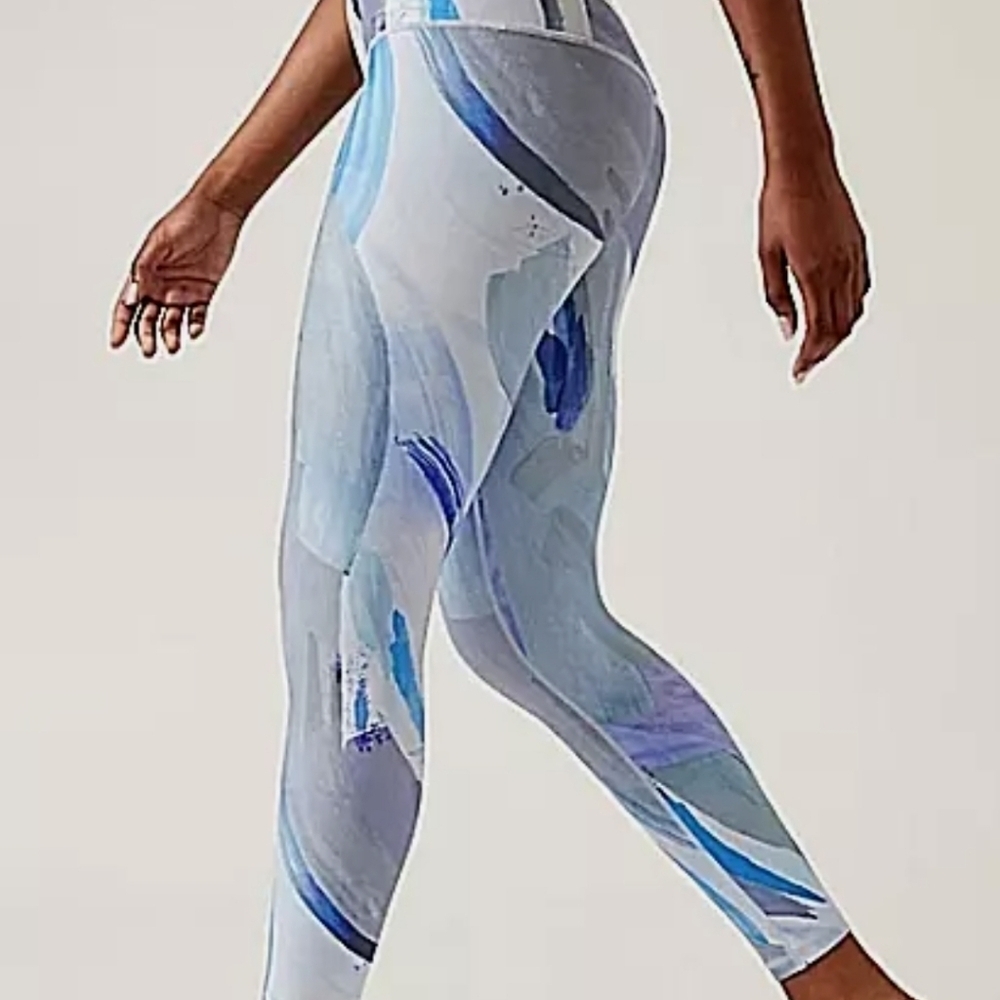 Athleta Blue Swirling Pattern Leggings, XS , new with tags - Picture 2 of 7